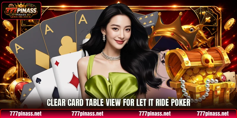 Clear card table view for let it ride poker Clear card table view for let it ride poker
