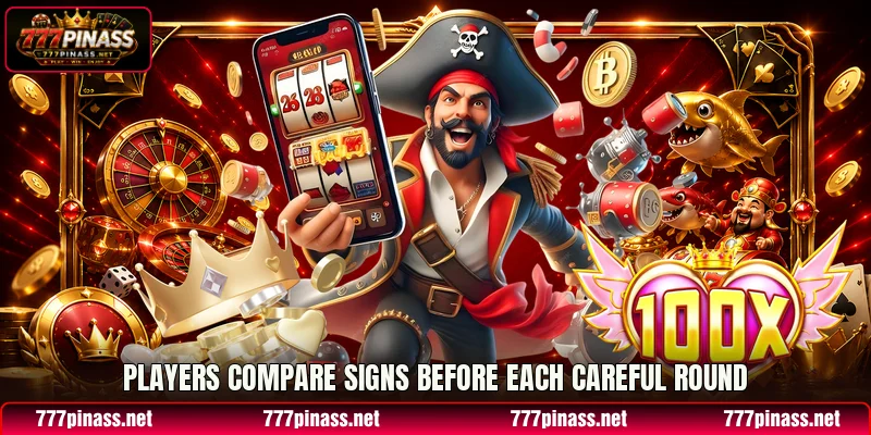 Players compare signs before each careful round Players compare signs before each careful round