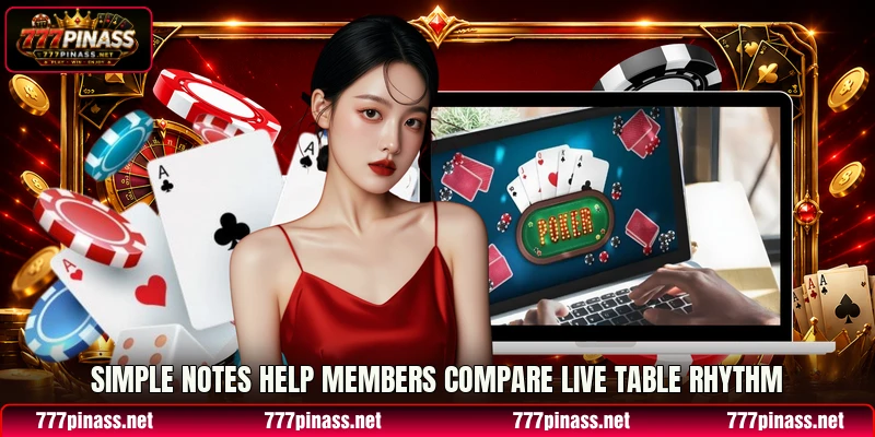 Simple notes help members compare live table rhythm Simple notes help members compare live table rhythm